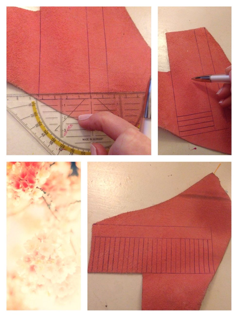 Draw lines from this line down to the bottom line. The distance between those lines is 0,5 cm.