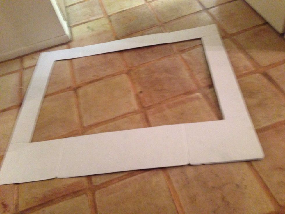 Draw lines with pencil where you will cut later.  I tried to cut it into the shape of a Polaroid picture frame because I wanted to have space to decorate the bottom.
