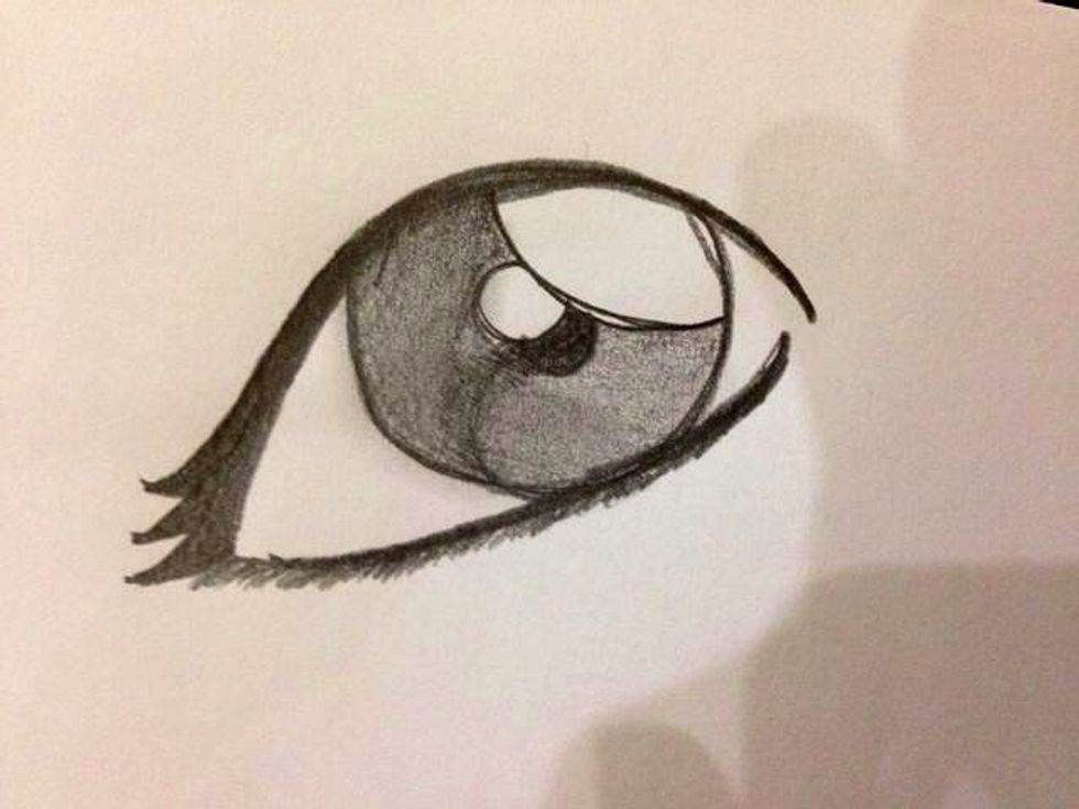 Draw little lines on the lower lid for lashes. I just draw tiny zigzag lines.