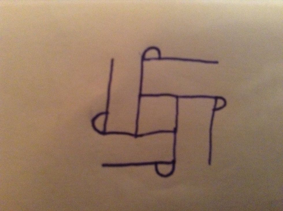 Draw little semi-circles on the corner of the lines