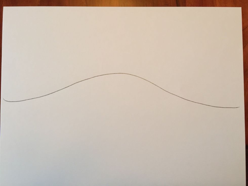 Draw one wavy line across your paper. You can hold your paper landscape (longways side to side) or portrait (longways up and down).