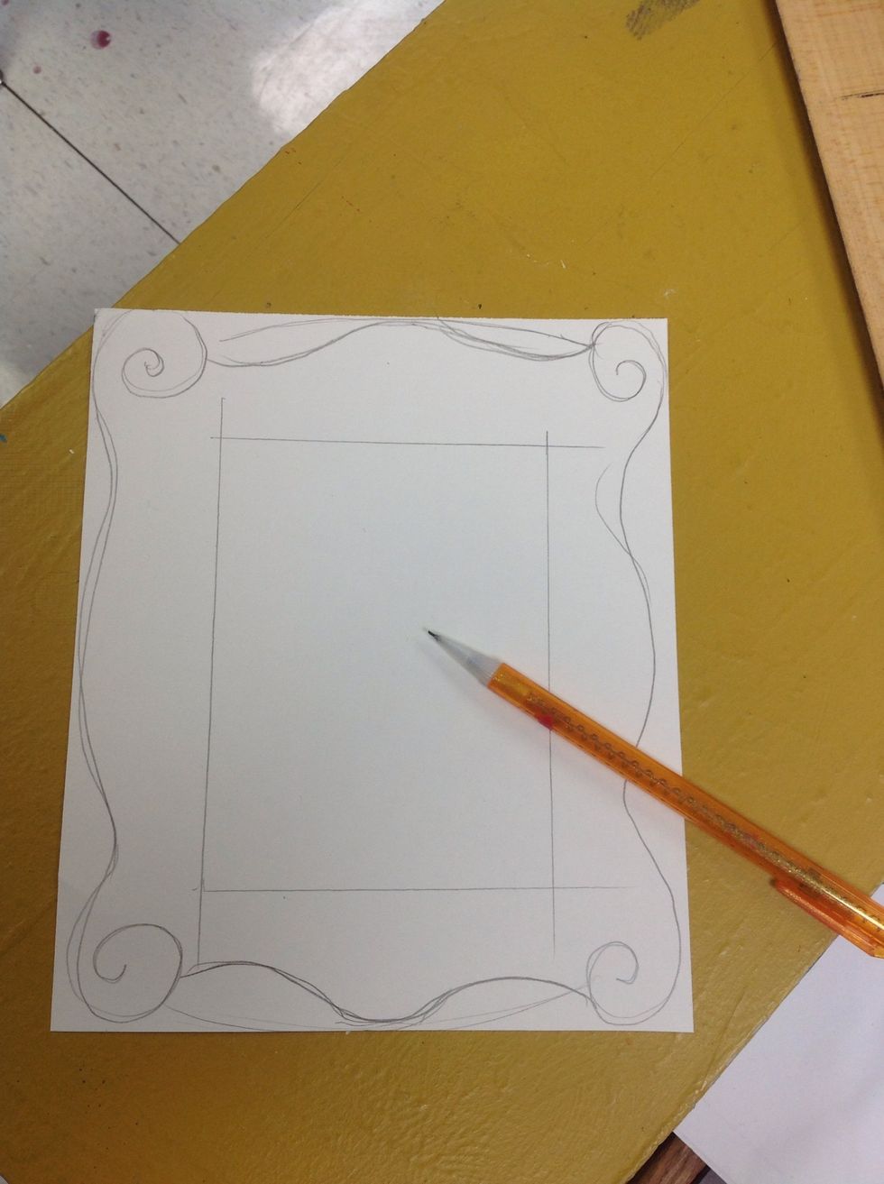 Draw ornate edges using curved lines. Think symmetrically.