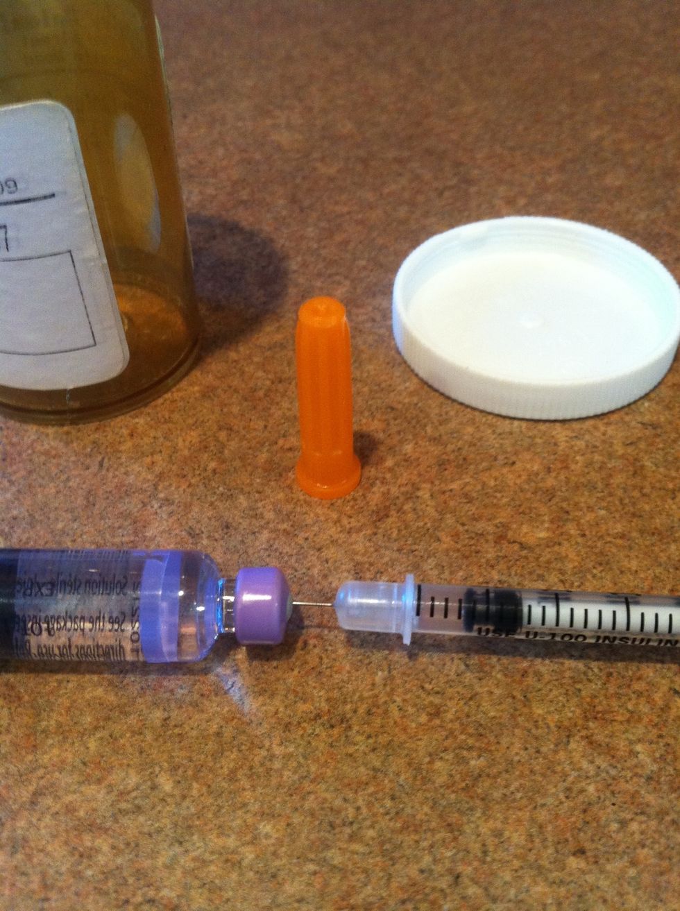 draw out about 3 units of insulin from the vile. Cats are small, they don't need much