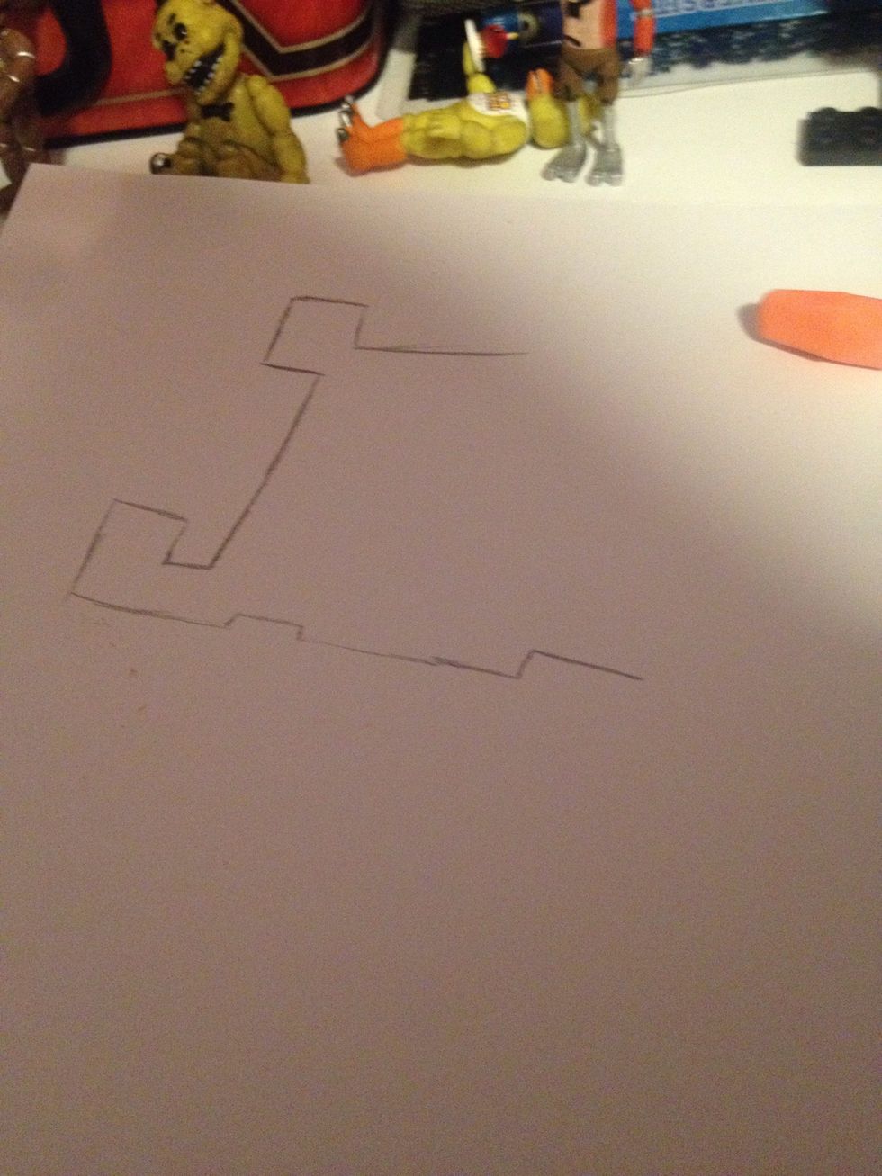 Draw part one of foot ( there only 3 parts )