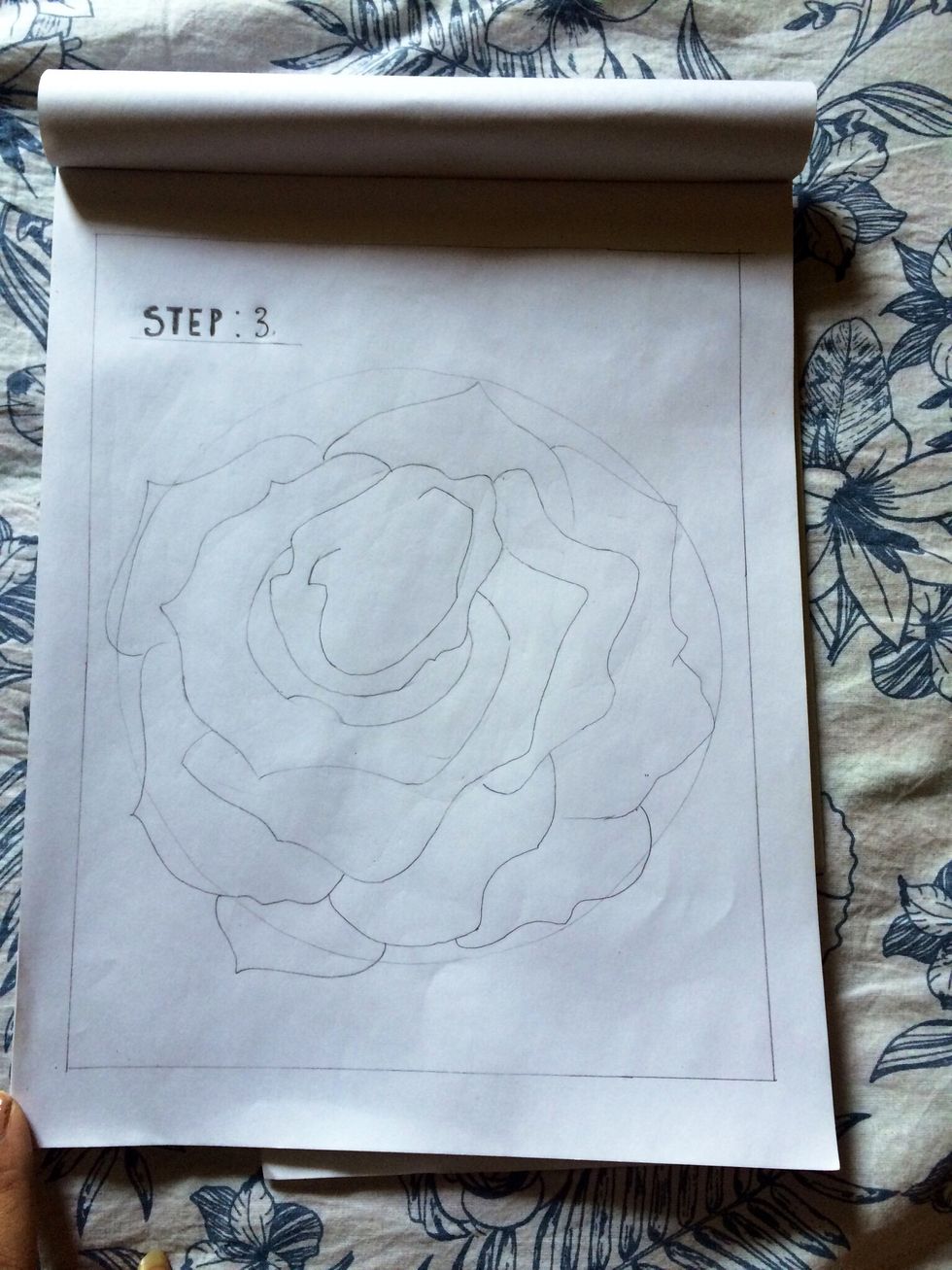 Draw petals around the oval.