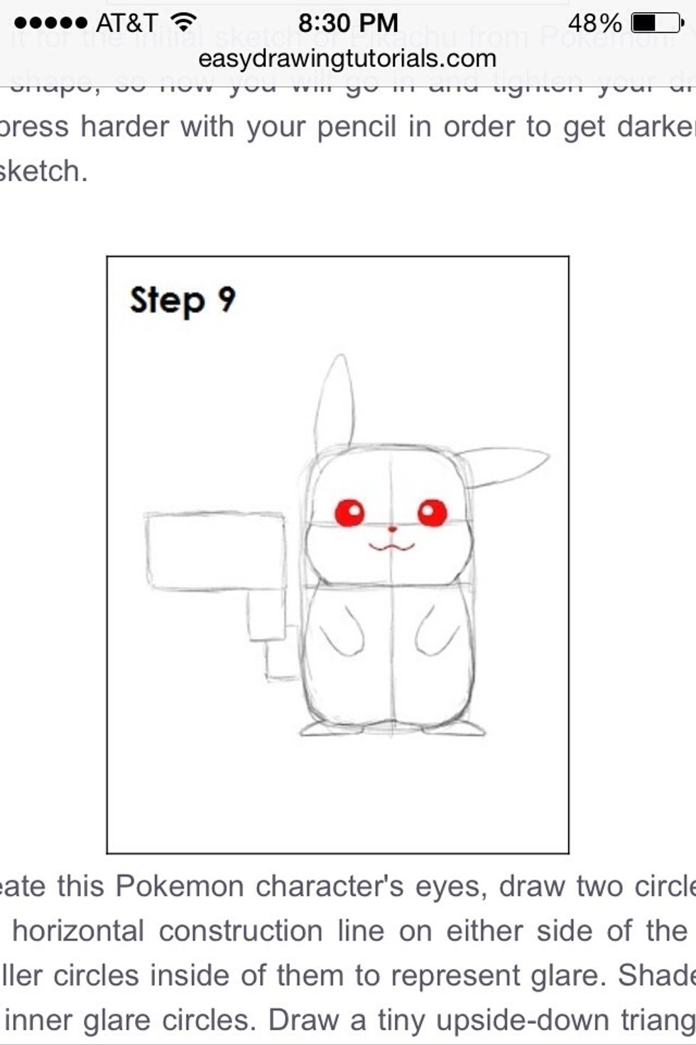 Draw pikachu's eyes mouth and nose.