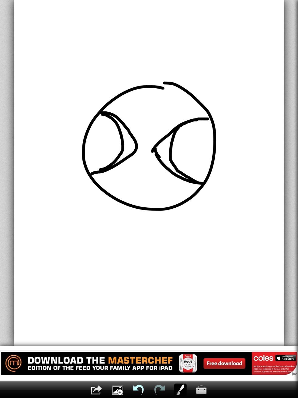 Draw pupils on the eyes looking outward