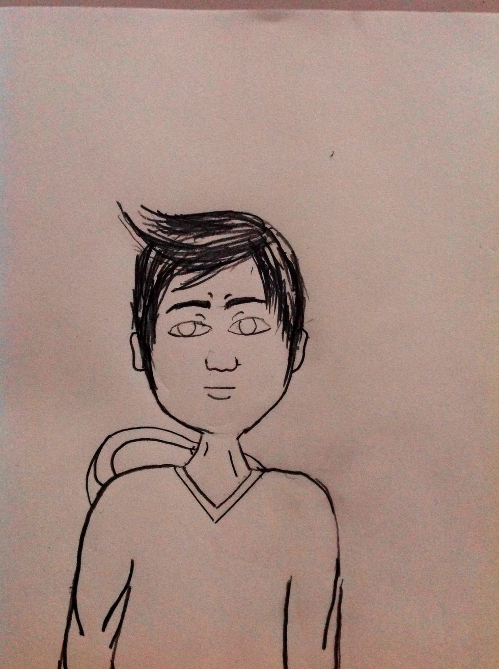 Draw simple face. If you want you don't need to draw a face just keep it simple with only body and cute clothes!