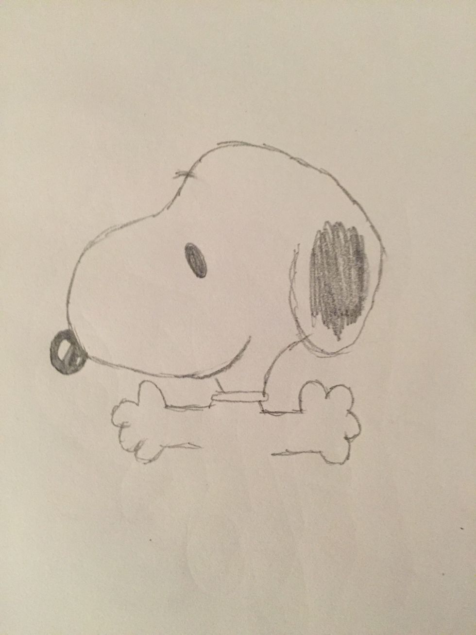 Draw Snoopy's arms and hands! I for one am glad that he only had four fingers, because I can't draw thumbs for the life of me \ud83d\ude01.