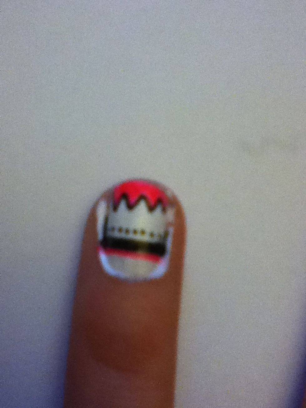 Draw some small dots and a pink line.
