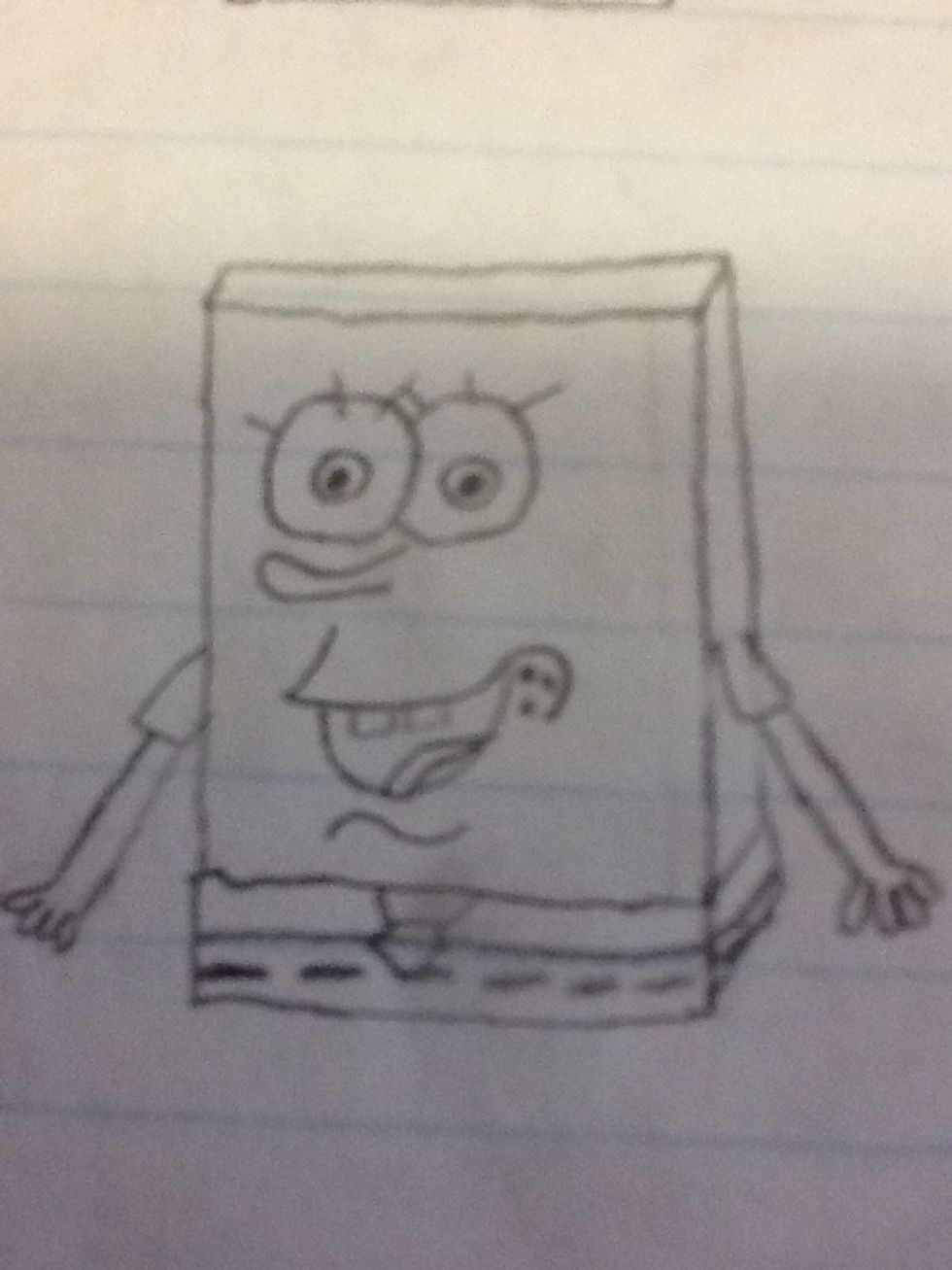 Draw Spongebob's arms. Don't make them too long, though.