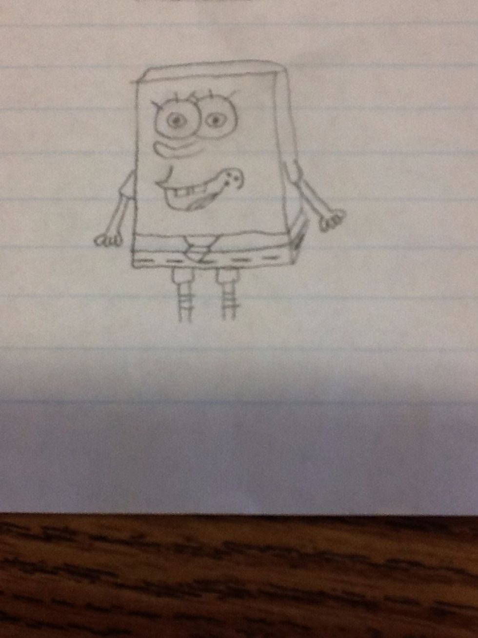 Draw Spongebob's legs. Try not to make them too short and stubby-looking.