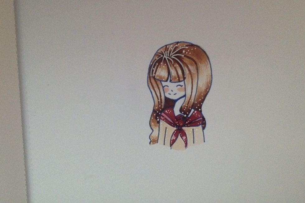 Draw the blush on the face. (used E93 copic ciao marker)