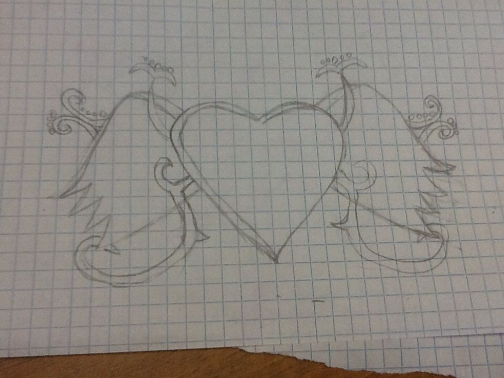 Draw the bottom part of the heart