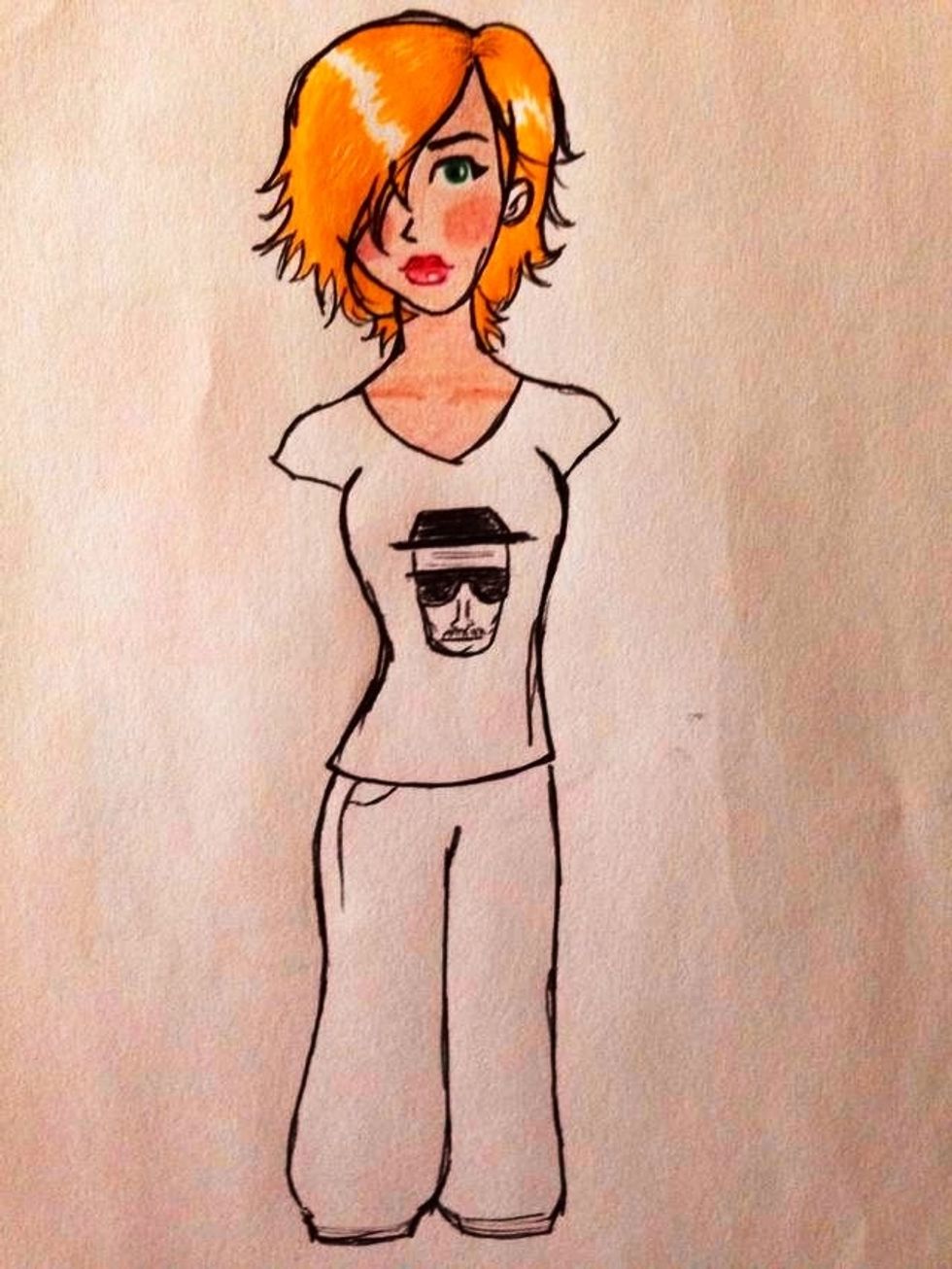 Draw the cargo shorts and add anything you like on the tee - superman logo, batman logo. I drew Heisenberg because I'm a huge Breaking Bad fan!\ud83d\ude03