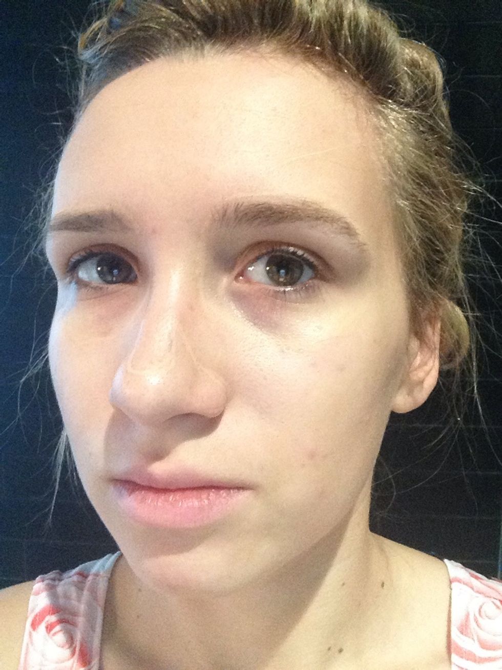 Draw the contour of your eyes and your nose with a beige or white pencil ( sorry it's hard to see in picture ). Because if you start with the black first and make mistakes it's easier to correct