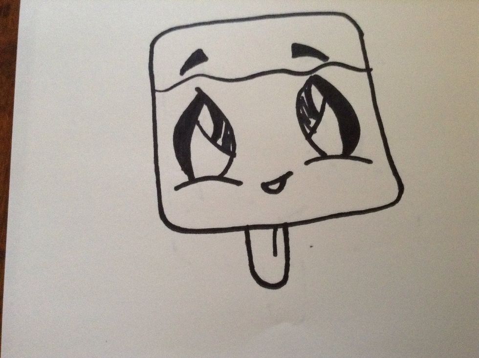 Draw the eyebrows and the next part is opptional draw the little drisel up above the eye