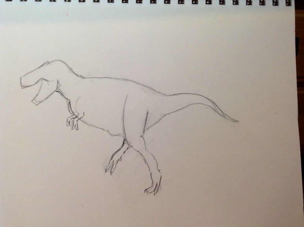 Draw the front arms and lengthen the tail a little.