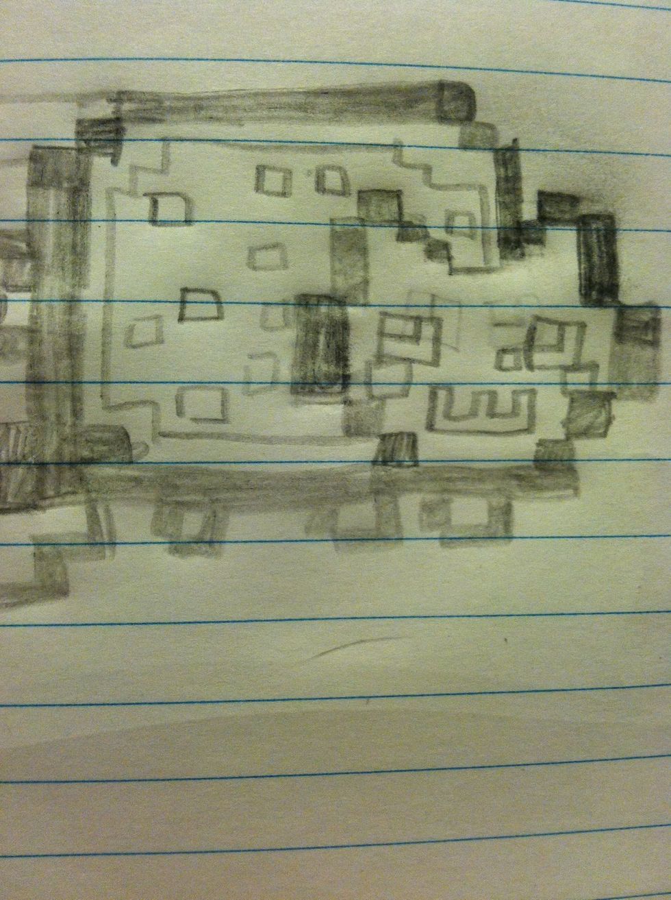 Draw the frosting and the sprinkles on the poptart. Then draw Nyan Cats face.