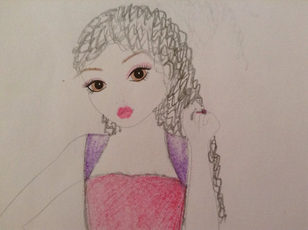 Draw the general outline of the hair and add the frizziness.