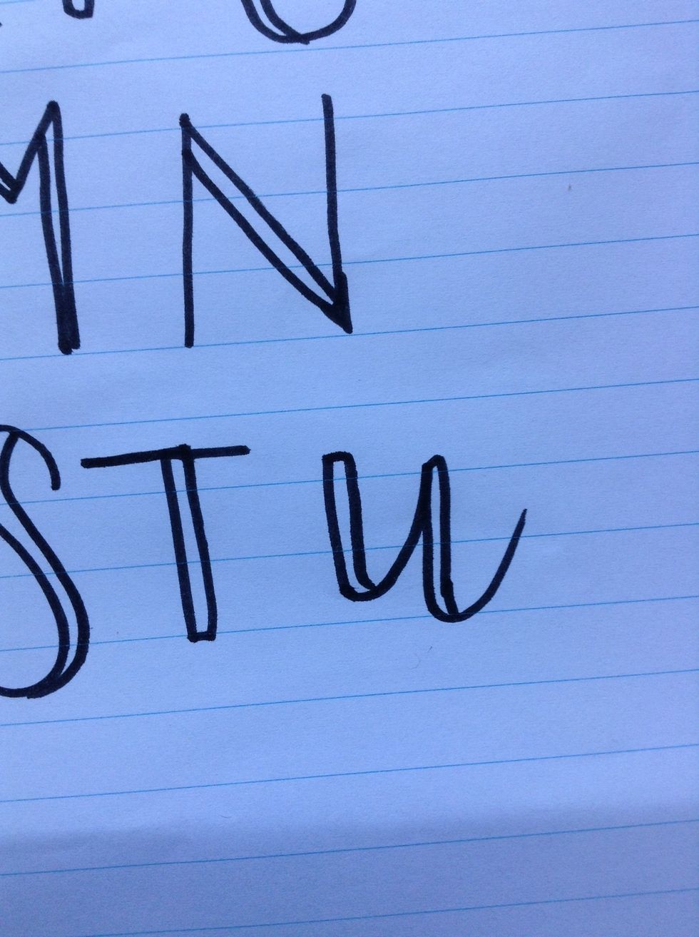 Draw the I again on the other side of the curved line and widen e downstroke. Adding yet another curved line at the end