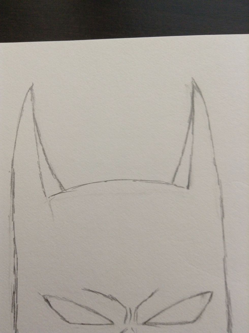 Draw the insides of his bat ears.