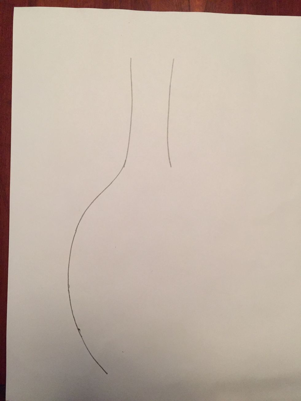 Draw the left side of your bottle using a curved line. It doesn't have to look like mine. There are all shapes of bottles.