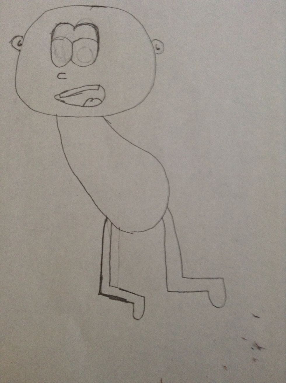Draw the legs (2 L's and a hump)