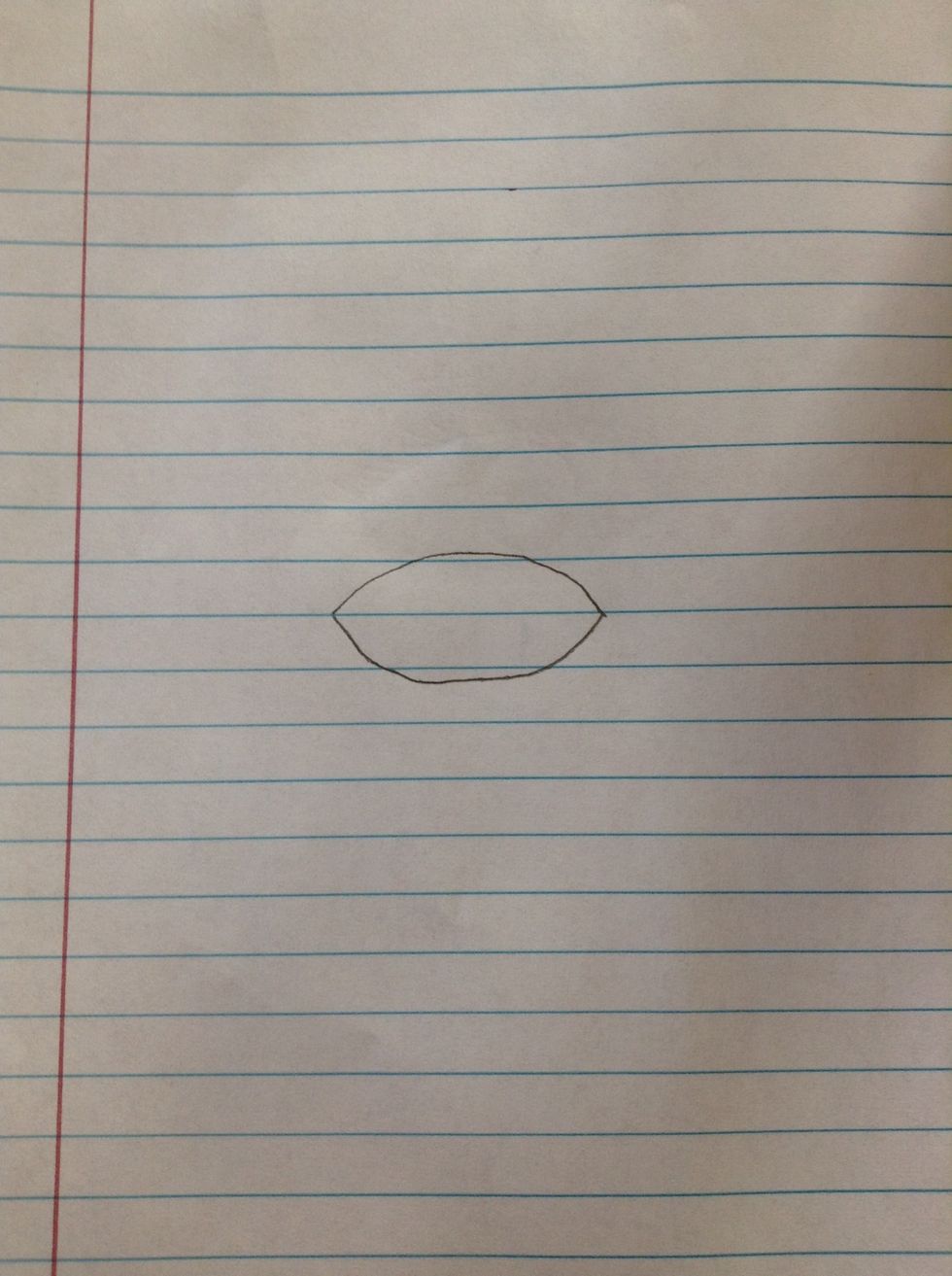 Draw the main shape of the eye, an oval shape.