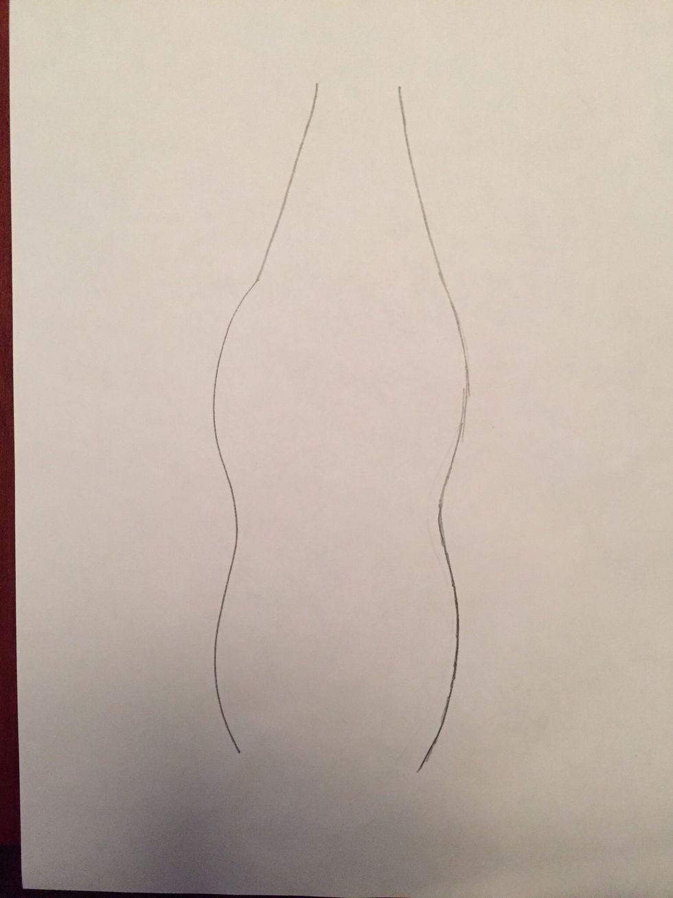 Draw the mirror image (exact opposite) of the left side of your bottle on the right side.