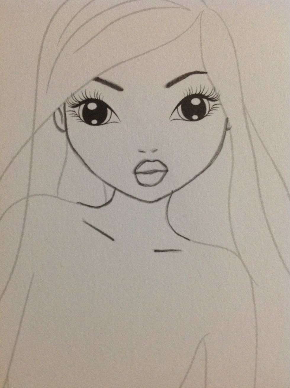 Draw the neck and collarbone