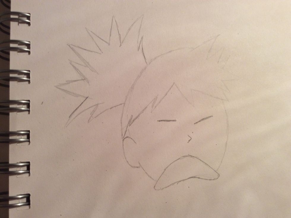 Draw the nose and top of the eyes