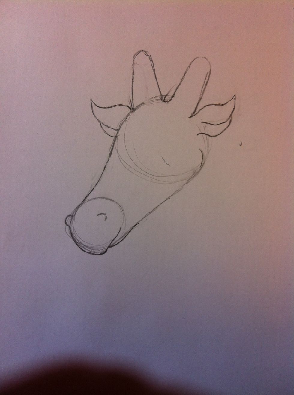 Draw the ossicones (horns) of the giraffe.