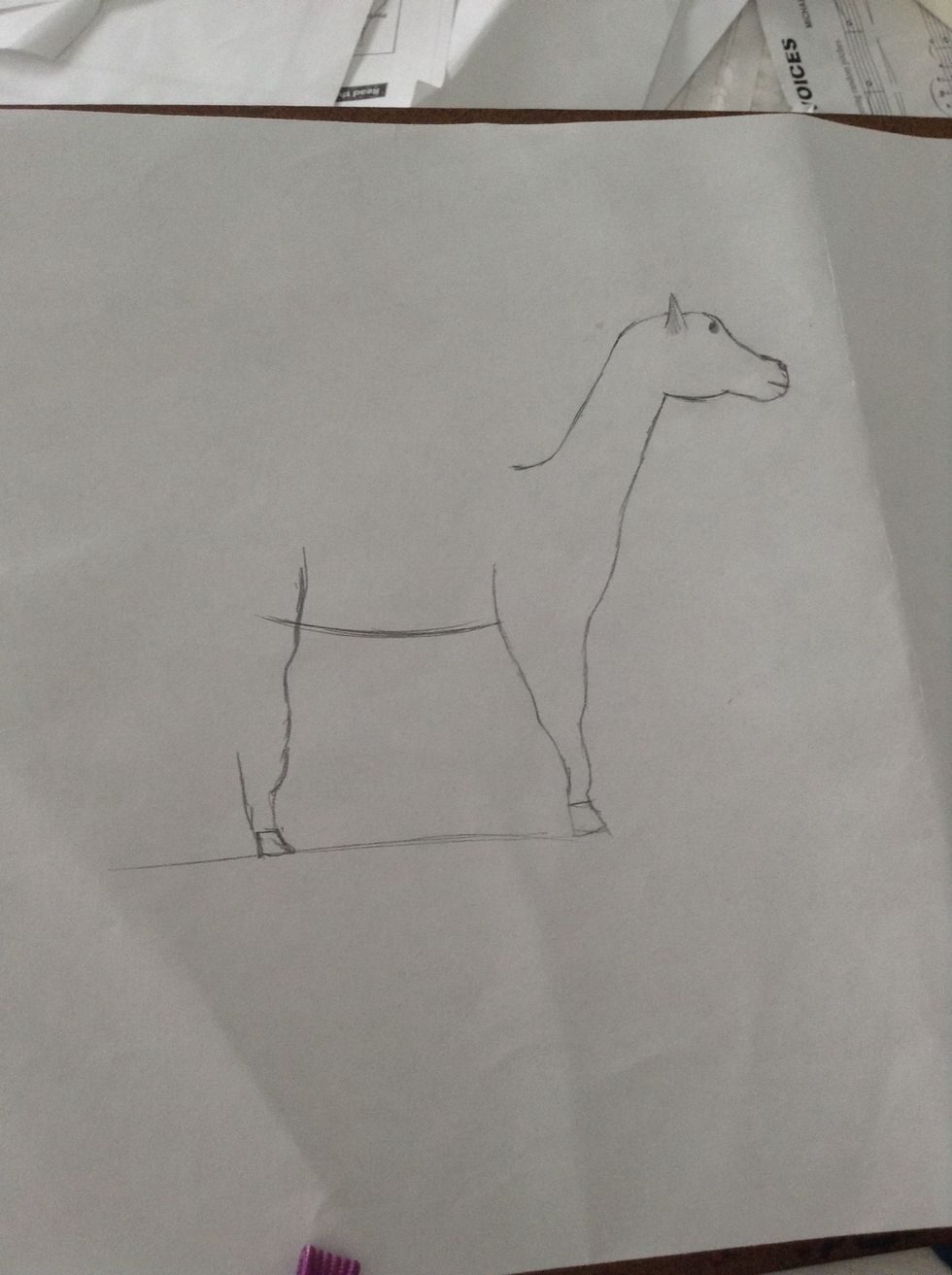 Draw the other leg and put a line below to other hoof to help you line up the hooves