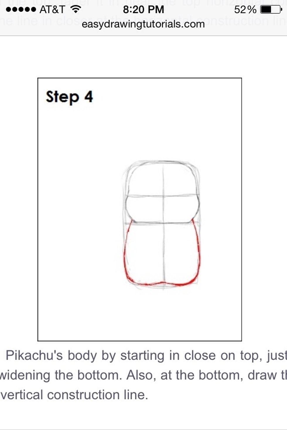 Draw the outline of pikachu's body.