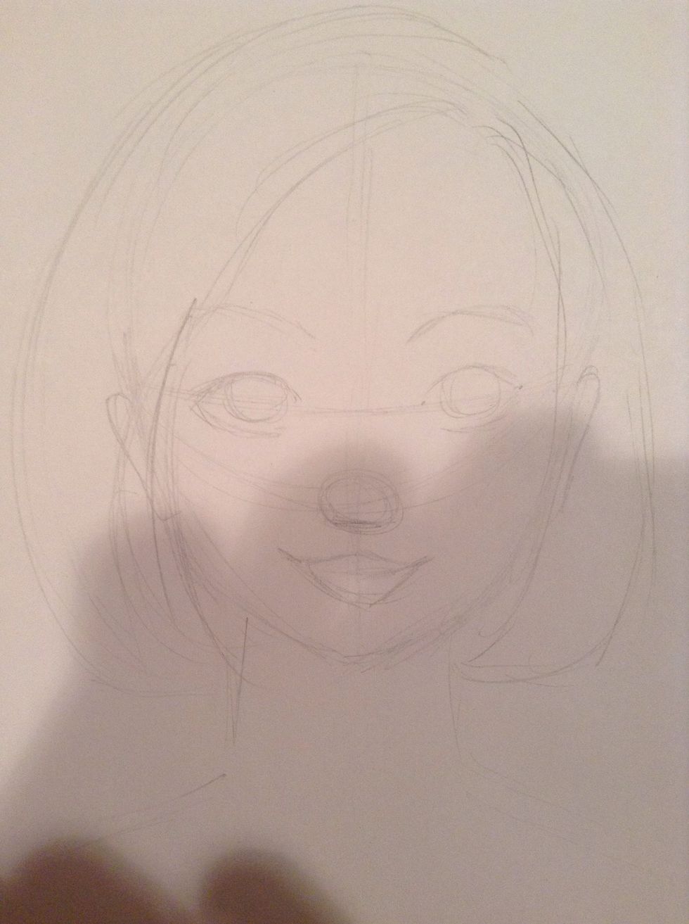 Draw the outline of the hair. Mine has a bob hairstyle.