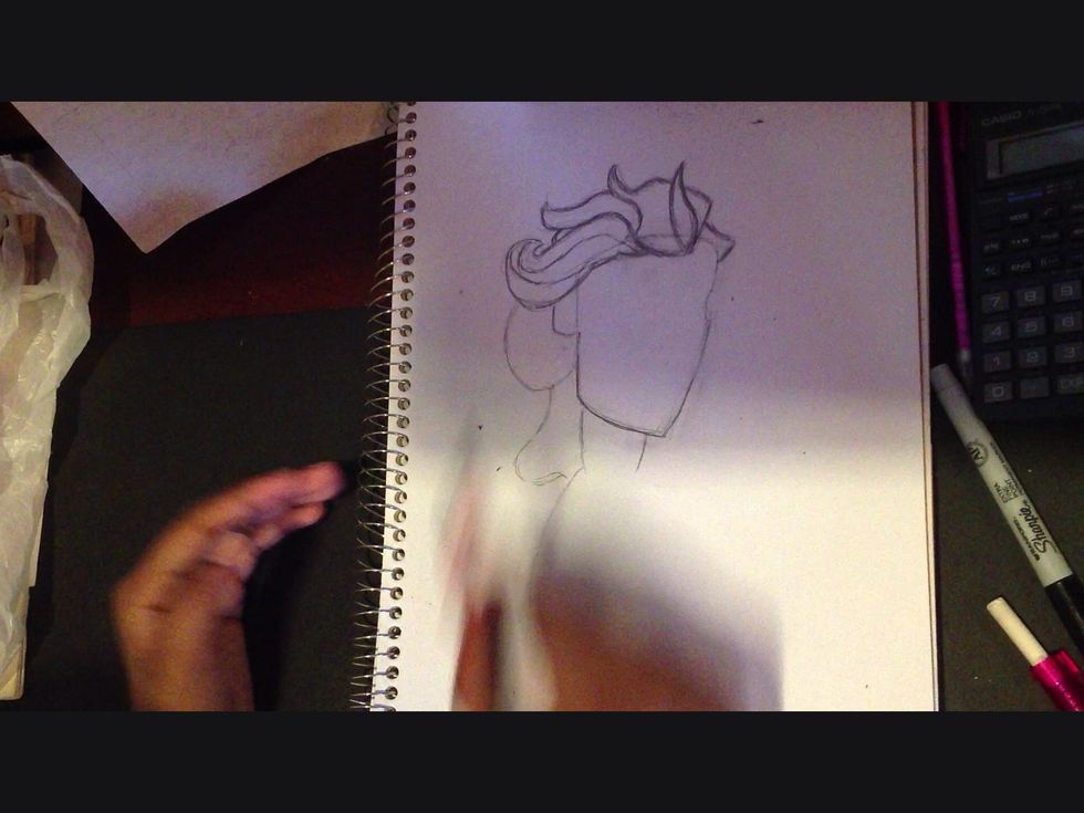 Draw the part where it connects to her braid