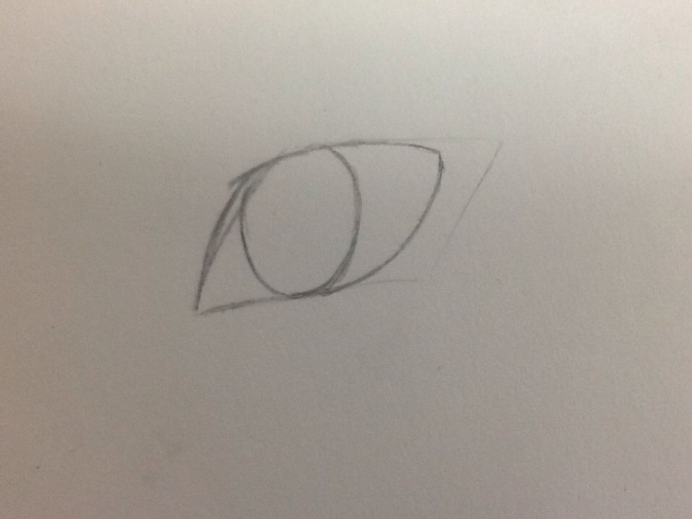Draw the pupil for the eye. It should be shaped like an oval. Make sure you don't make the pupil too large!