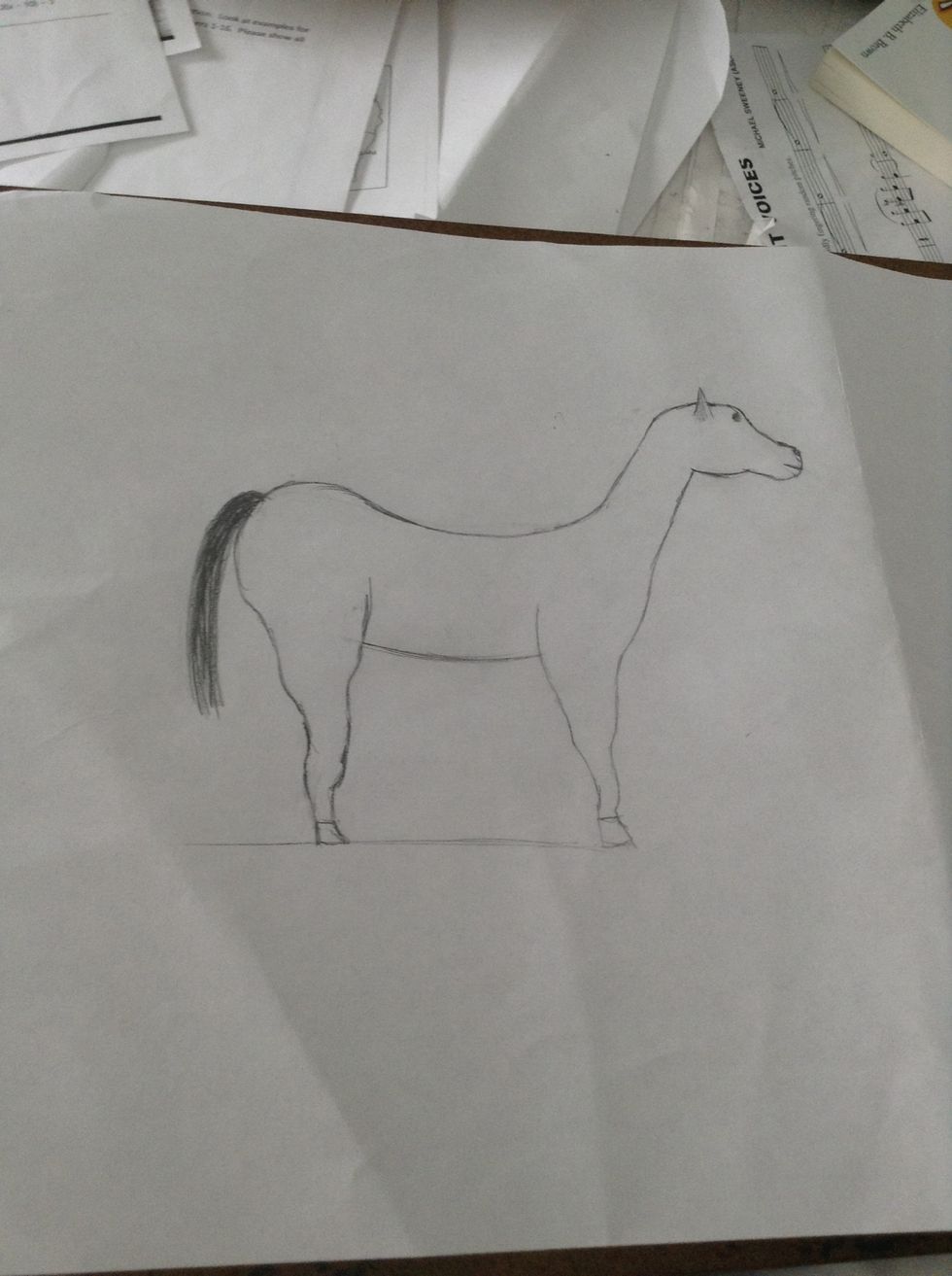 Draw the rest of the tail (remember horses tail and main are all matted up)