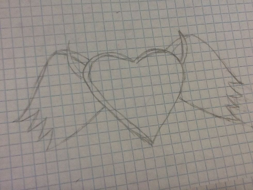 Draw the rest of the wing and then the two little "horns" on top