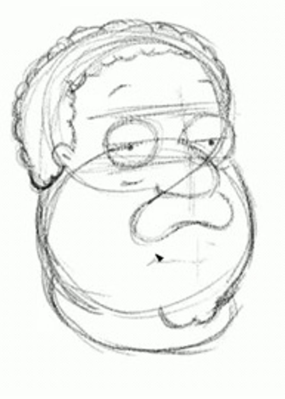 Draw the smile keeping it under the mustache.