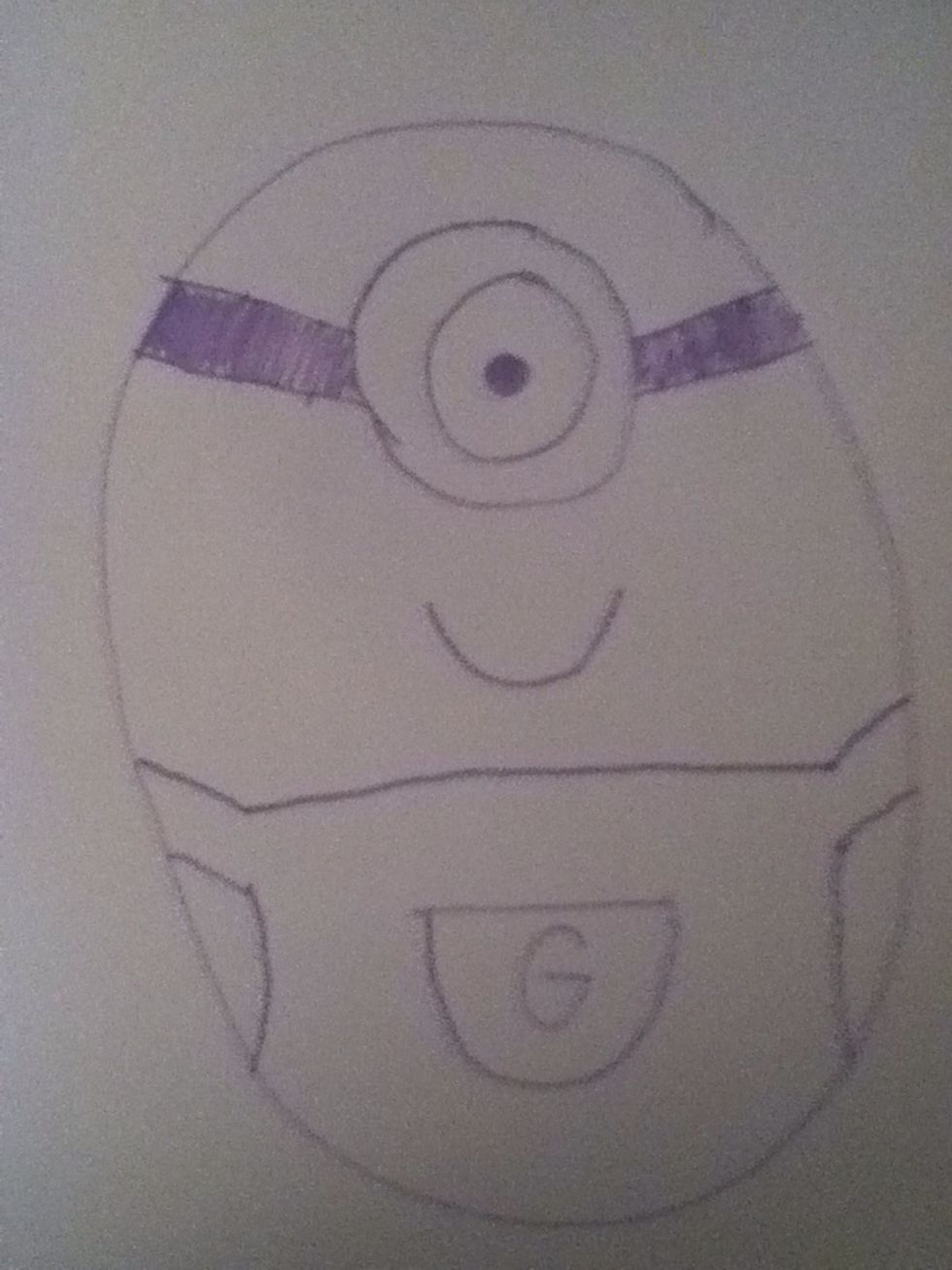 Draw the strap for the goggles and you can add a smile :)