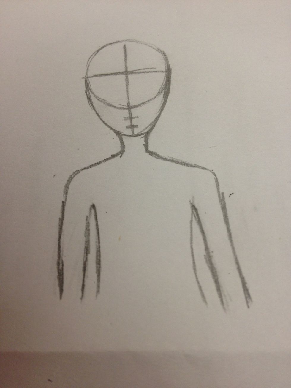 Draw the waist and the arms