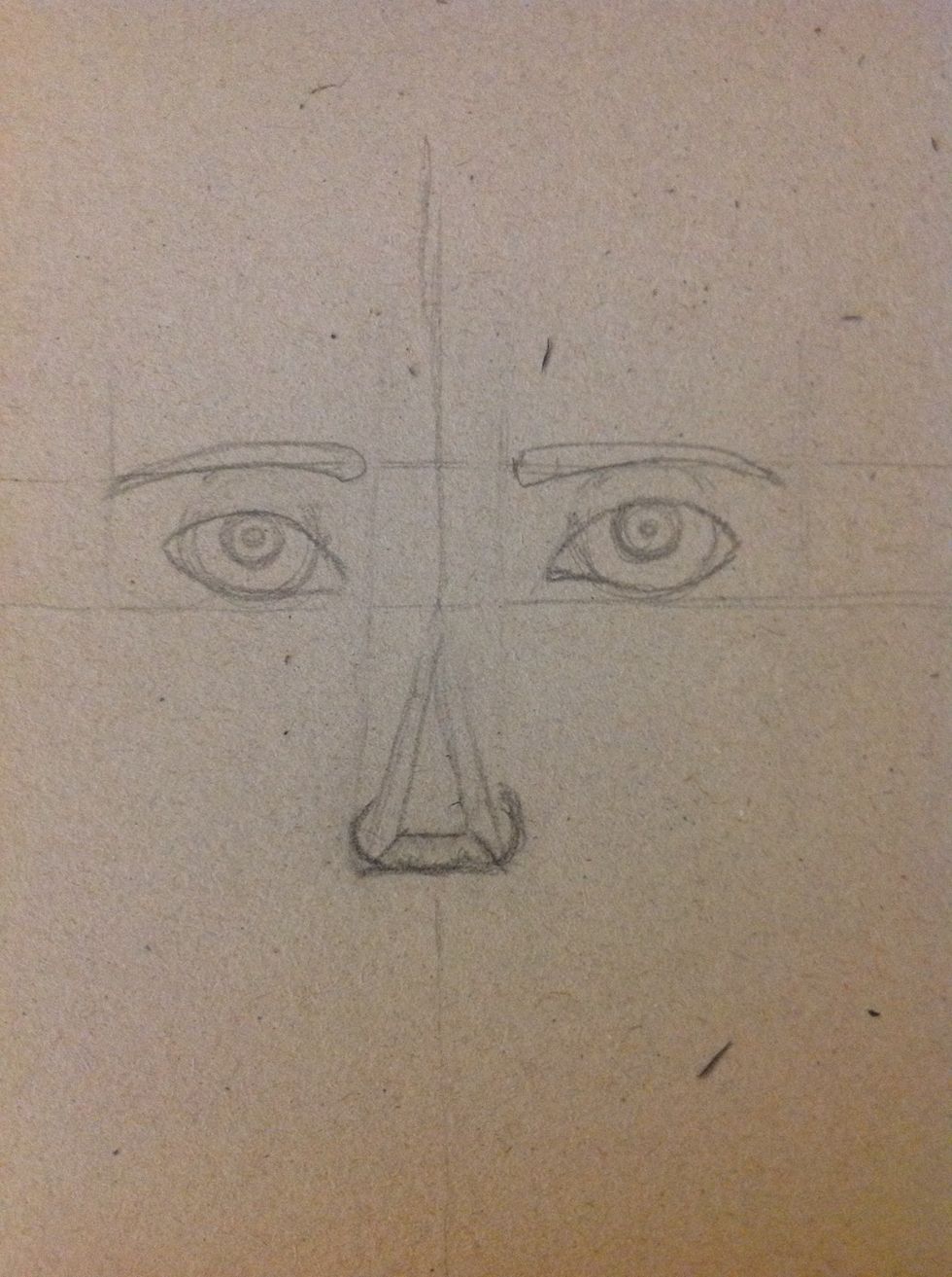 Draw the width of the nostril. That will be the width of our nose.