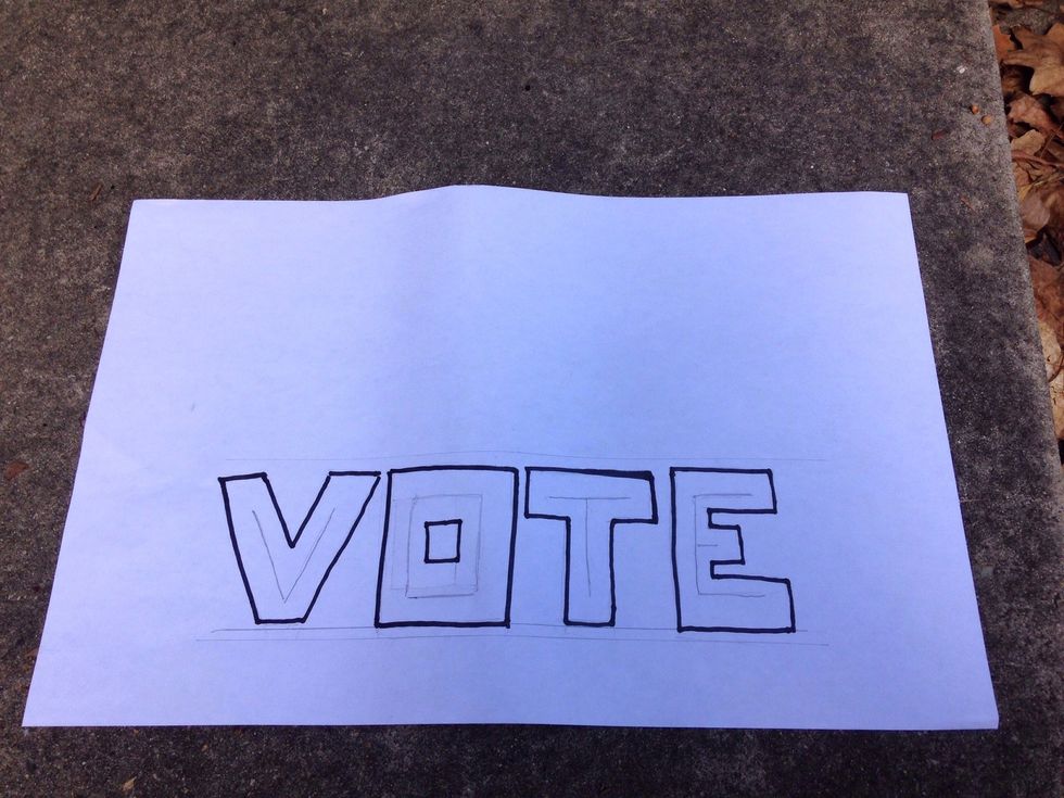 Draw the word using block letters. No curved lines should be drawn and there should be lots of space between the letters.