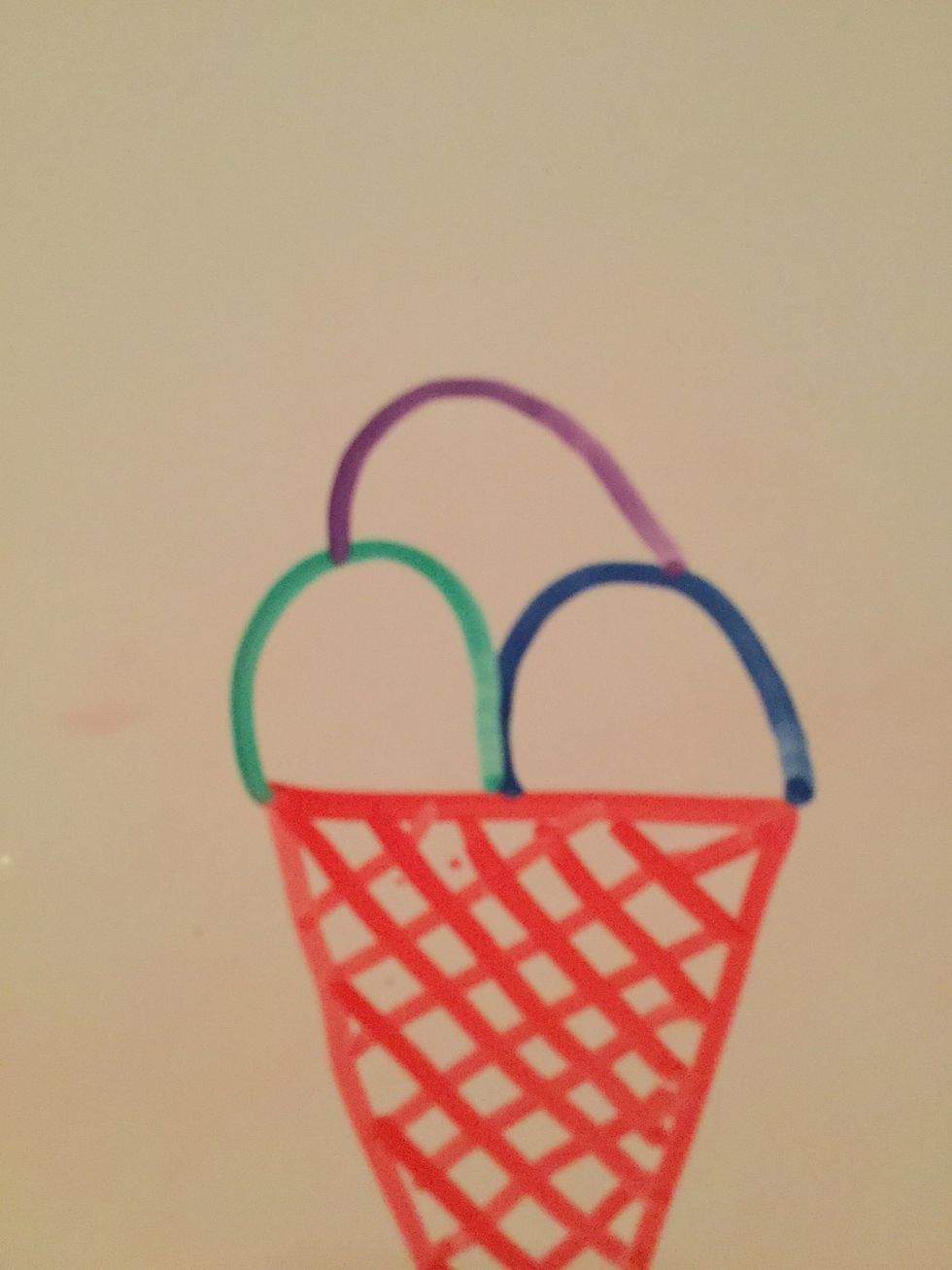 Draw three balls each the colour you want the ice team to be. Adjust to the size of your liking.