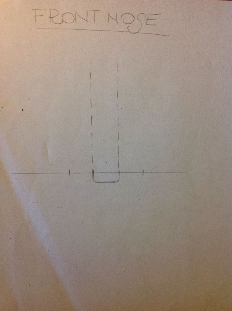 Draw to vertical lines and a small base in the middle space