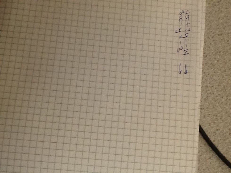 Draw two arrows from both equations