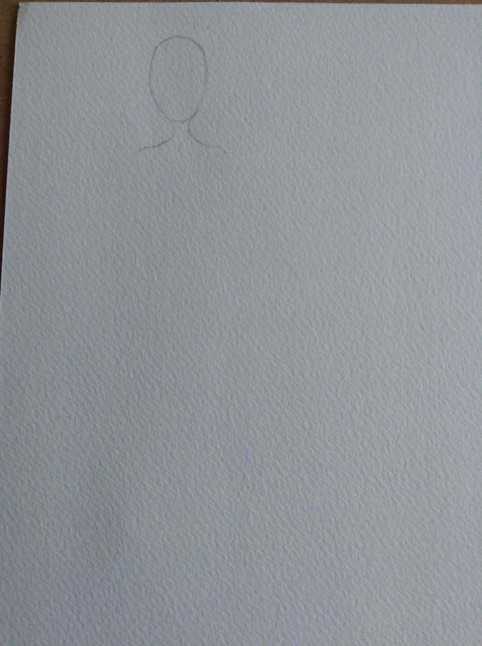 Draw two curved lines connected with the head for the neck and shoulders