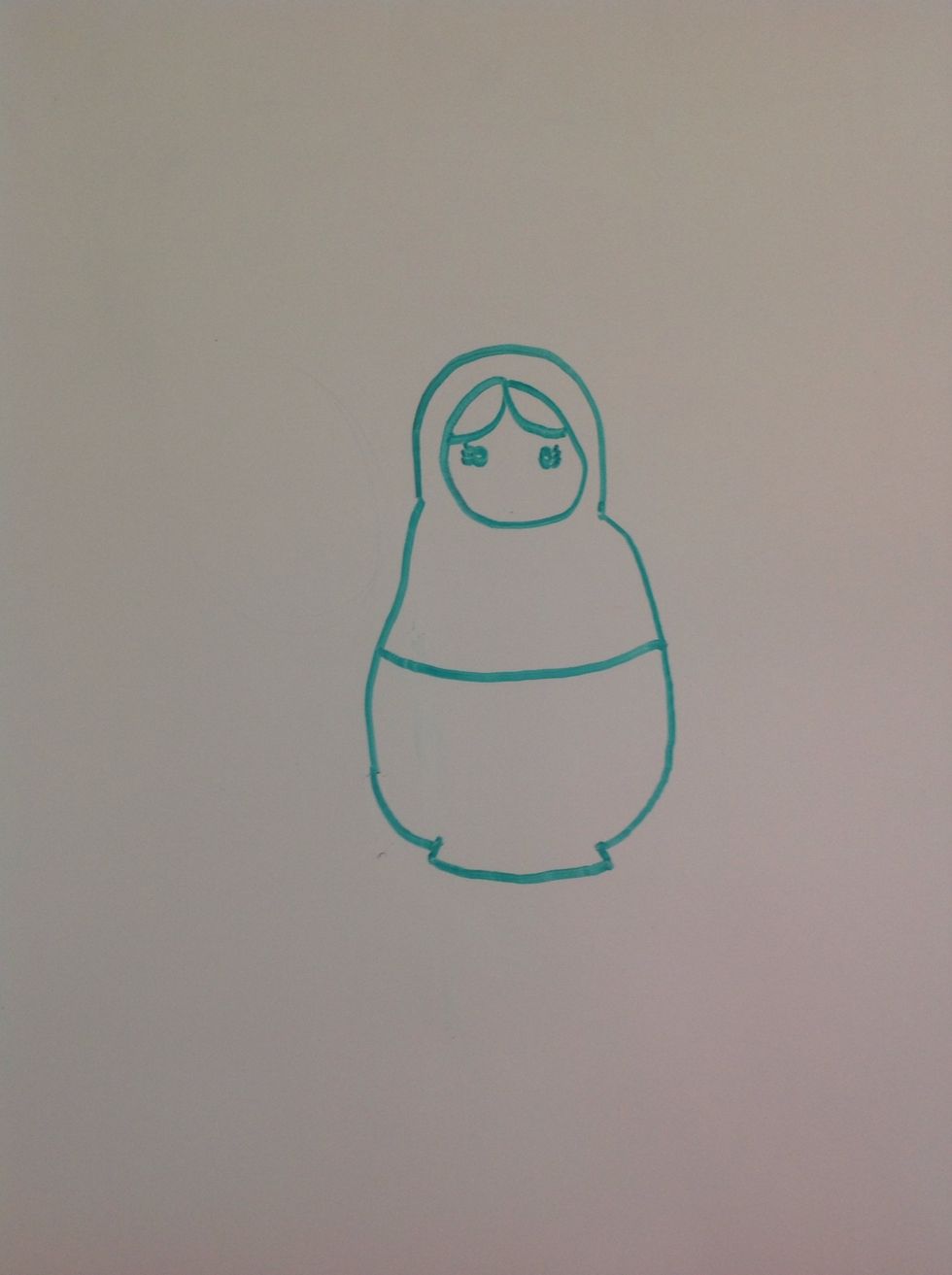 Draw two curved lines for hair